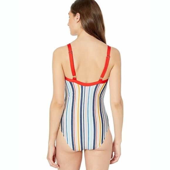New! SPLENDID Women's Gray Malin Collab Stripe One-Piece Swimsuit Bathing Suit - Picture 2 of 6